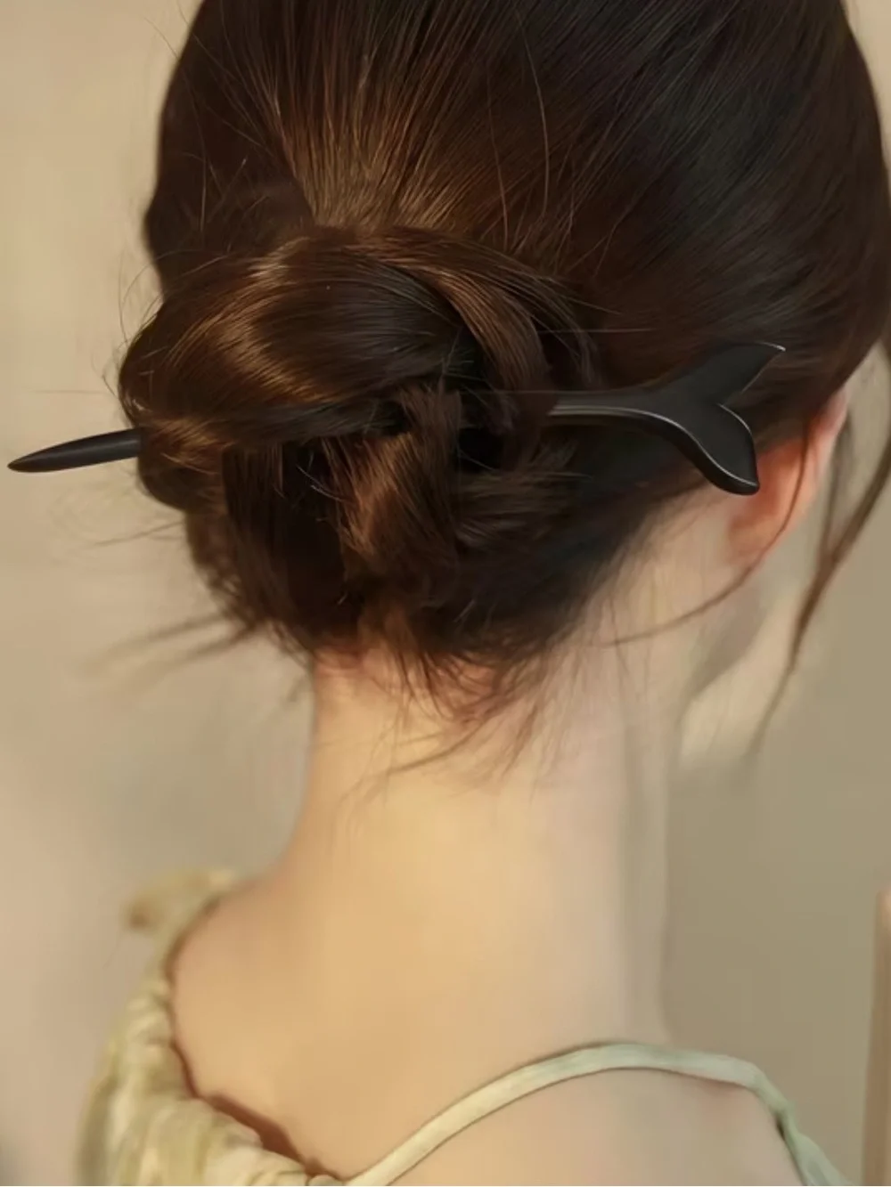 Dark Wood Fish Tail Hair Stick - Sleek Bun Accessory
